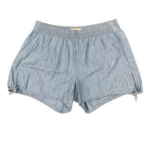 Madewell Pull On Shorts Womens XXS 2XS Chambray Side Tie Stretch Waist Cotton